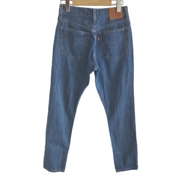 Levi's 501 Distressed Button Fly Blue Jeans Size 25 x 28 - Picture 2 of 9